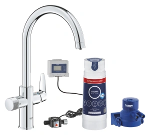 Смеситель для кухни GROHE Blue Pure BauCurve с функцией фильтрации, с фильтром UltraSafe в комплекте, хром (30582000)