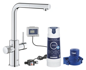 Смеситель для кухни GROHE Blue Pure Minta c вытяжным изливом, функцией фильтрации, с фильтром в комплекте, хром (30591000)