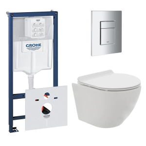 Комплект инсталляции GROHE 38775001 с унитазом AQUAme AQM2002 и сиденьем с микролифтом (NW0167)