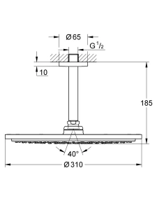 Верхний душ GROHE Rainshower Cosmopolitan 310, 8 л/мин, 1 режим, 142 мм, матовый черный (260672430)
