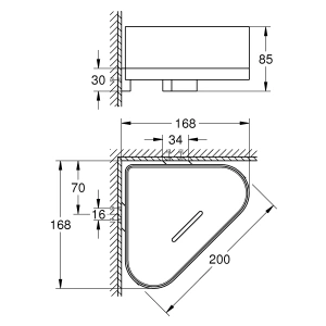 Полочка для душа GROHE Selection, угловая с держателем, никель глянец (41038BE0)