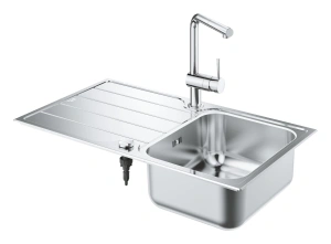 Мойка GROHE K500 45 -S 1.0 из нержавеющей стали, оборачиваемая, и смеситель для мойки GROHE Minta (31573SD1)