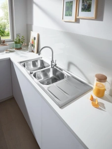 Мойка GROHE из нержавеющей стали с корзинчатым вентилем, оборачиваемая, 2 чаши, K400 80-S 116/50 2.0 (31587SD0)