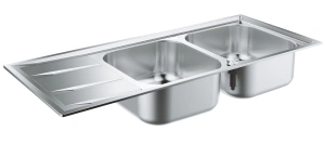 Мойка GROHE из нержавеющей стали с корзинчатым вентилем, оборачиваемая, 2 чаши, K400 80-S 116/50 2.0 (31587SD0)