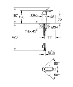 Смеситель для биде GROHE BauEdge, хром (23332000)