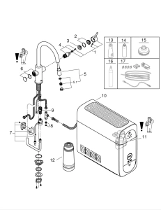 Смеситель для кухонной мойки GROHE Blue Home с системой фильтрации, охлаждения и газирования воды, хром (31606000)