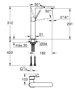 Смеситель для раковины GROHE Plus, XL-size, хром (32618003)
