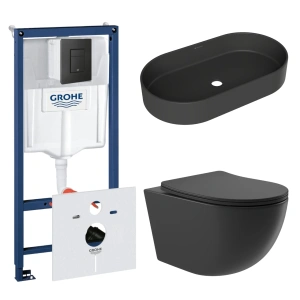 Комплект инсталляции GROHE Solido 38811KF0 с унитазом Aqueduto OVO OVO0140 и раковиной Aqueduto ESPIRAL ESP0240 (NW0463)