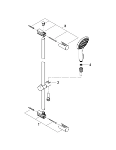 Душевой гарнитур GROHE Vitalio Rain 115, 2 режима струи, душевая штанга 600 мм, 9,5 л/мин, хром (26109000)