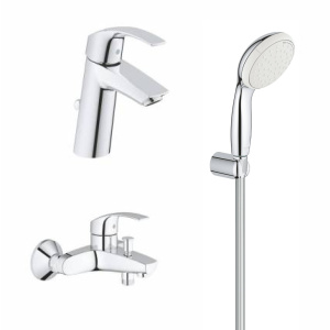 Комплект смесителей для ванной комнаты GROHE Eurosmart с душевым гарнитуром, хром (124470)