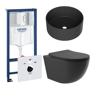 Комплект инсталляции GROHE Rapid SL NW0145/S с унитазом Aqueduto OVO OVOT2140 и раковиной Aqueduto ESPIRAL D400 ESP0140 (NW0610)