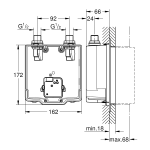 Скрытый монтажный ящик GROHE Eurosmart Cosmopolitan E со смешиванием для комплекта верхней монтажной части, хром (36339001)