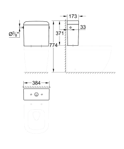 Смывной бачок для унитаза GROHE Euro Ceramic, подводка сбоку, альпин-белый (39333000)