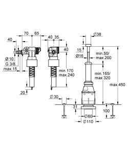 Смывной клапан для подключения сбоку GROHE (37078PI0)