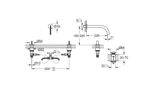 Смеситель для раковины GROHE Atrio Icon 3D двухвентильный на 3 отверстия, нержавеющая сталь (20614SD0)