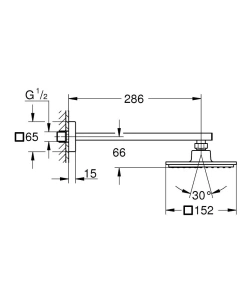 Верхний душ GROHE Euphoria Cube 150, 9,5 л/мин, 1 режим, 286 мм, хром (26073000)