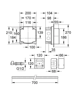 Набор коробов для установки ИК панелей смыва GROHE, хром (38387000)