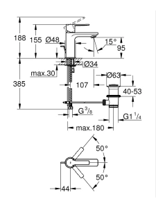 Смеситель для раковины GROHE Lineare, XS-size, матовый черный (321092431)