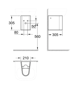 Полупьедестал для раковины GROHE Euro Ceramic, 50 см, белый (39325000)