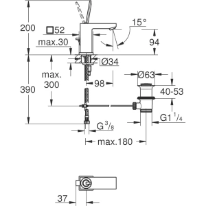 Смеситель для раковины GROHE Eurocube Joy с донным клапаном, S-size, хром (23654000)