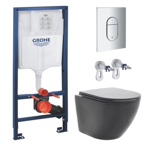 Комплект инсталляции GROHE Rapid SL NW0145/S с унитазом AQUAme AQM2002MB и сиденьем с микролифтом (NW0272)
