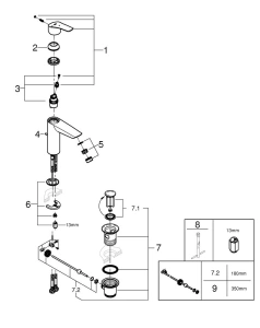 Смеситель для раковины GROHE Eurosmart, M-size, хром (2339330E)