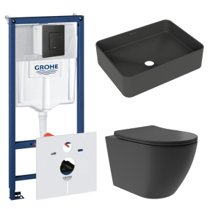 Комплект инсталляции GROHE Solido 38811KF0 с унитазом Aqueduto OVO Plus OVOT0240 и раковиной Aqueduto ESPIRAL ESP0440 (NW0499)