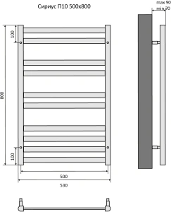 Полотенцесушитель водяной Aquatek Сириус П10 500x800, хром AQ DP1080CH