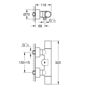 Термостат для душа GROHE Eurosmart Cosmopolitan E инфракрасный, хром (36457000)