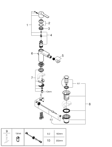 Смеситель для биде GROHE Lineare с донным клапаном, S-size, хром (33848001)