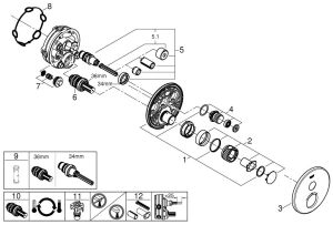 Внешняя часть термостата для душа GROHE Grohtherm SmartControl на 1 потребителя, хром (29118000)