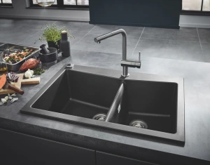 Мойка GROHE K700 с двумя чашами, 838 x 559 мм, серый гранит (31657AT0)