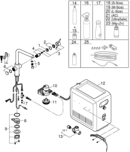 Смеситель для кухни GROHE Blue Professional с функцией фильтрации, с системой охлаждения и газирования воды, Wi-Fi, хром (31347003)