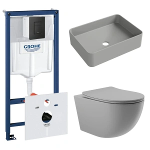Комплект инсталляции GROHE Solido 38811KF0 с унитазом Aqueduto OVO OVO0130 и раковиной Aqueduto ESPIRAL ESP0430 (NW0479)