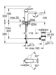 Смеситель для раковины GROHE Cubeo, M-size, хром (1017510000)