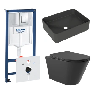 Комплект инсталляции GROHE Rapid SL 38775001 с унитазом Aqueduto CONE CON0140 и раковиной Aqueduto ESPIRAL ESP0440 (NW0510)