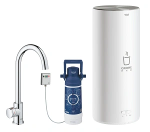 Комплект для кухни GROHE Red Mono с C-образным вентилем, бойлером L-Size и фильтром, хром (30080001)