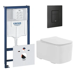 Комплект инсталляции GROHE Solido 38811KF0 с унитазом Aquatek КВАДРО AQ1515T-00 и сиденьем с микролифтом (NW0340)