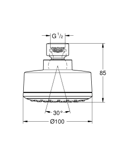 Верхний душ GROHE Tempesta Cosmopolitan 100, 6,6 л/мин, 1 режим, хром (26366001)