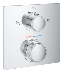 Внешняя часть термостата для душа GROHE Allure скрытого монтажа на 2 потребителя, квадратная, хром (29181002)