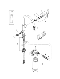Смеситель для кухонной мойки GROHE Blue Pure BauCurve с функцией фильтрации, с фильтром в комплекте, хром (30385000)