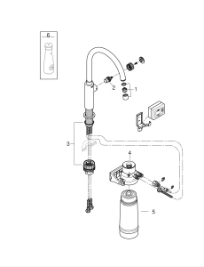 Кран для кухонной мойки GROHE Blue Pure Mono с функцией фильтрации, с фильтром в комплекте, хром (30387000)