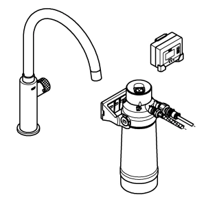 Кран для кухонной мойки GROHE Blue Pure Mono с функцией фильтрации, с фильтром в комплекте, хром (30387000)