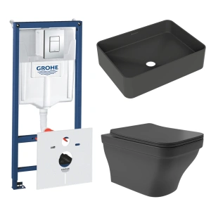 Комплект инсталляции GROHE Rapid SL 38775001 с унитазом Aqueduto ESTETA EST0140 и раковиной Aqueduto ESPIRAL ESP0440 (NW0490)