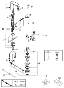 Смеситель для раковины GROHE Eurosmart Cosmopolitan E инфракрасный, хром (36331001)