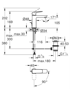 Смеситель для раковины GROHE Cubeo с донным клапаном, M-size, хром (1017580000)