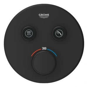 Внешняя часть термостата для душа GROHE Grohtherm SmartControl на 2 потребителя, круглая, фантомный черный (29507KF0)