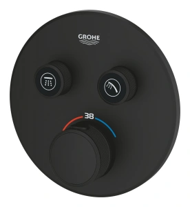 Внешняя часть термостата для душа GROHE Grohtherm SmartControl на 2 потребителя, круглая, фантомный черный (29507KF0)