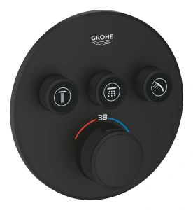 Внешняя часть термостата для ванны и душа GROHE Grohtherm SmartControl на 3 потребителя, фантомный черный (29508KF0)