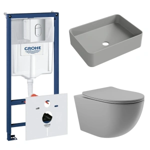 Комплект инсталляции GROHE Rapid SL 3 в 1 (NW0145/S) с унитазом Aqueduto OVO и раковиной Aqueduto ESPIRAL ESP0430 (NW0481)